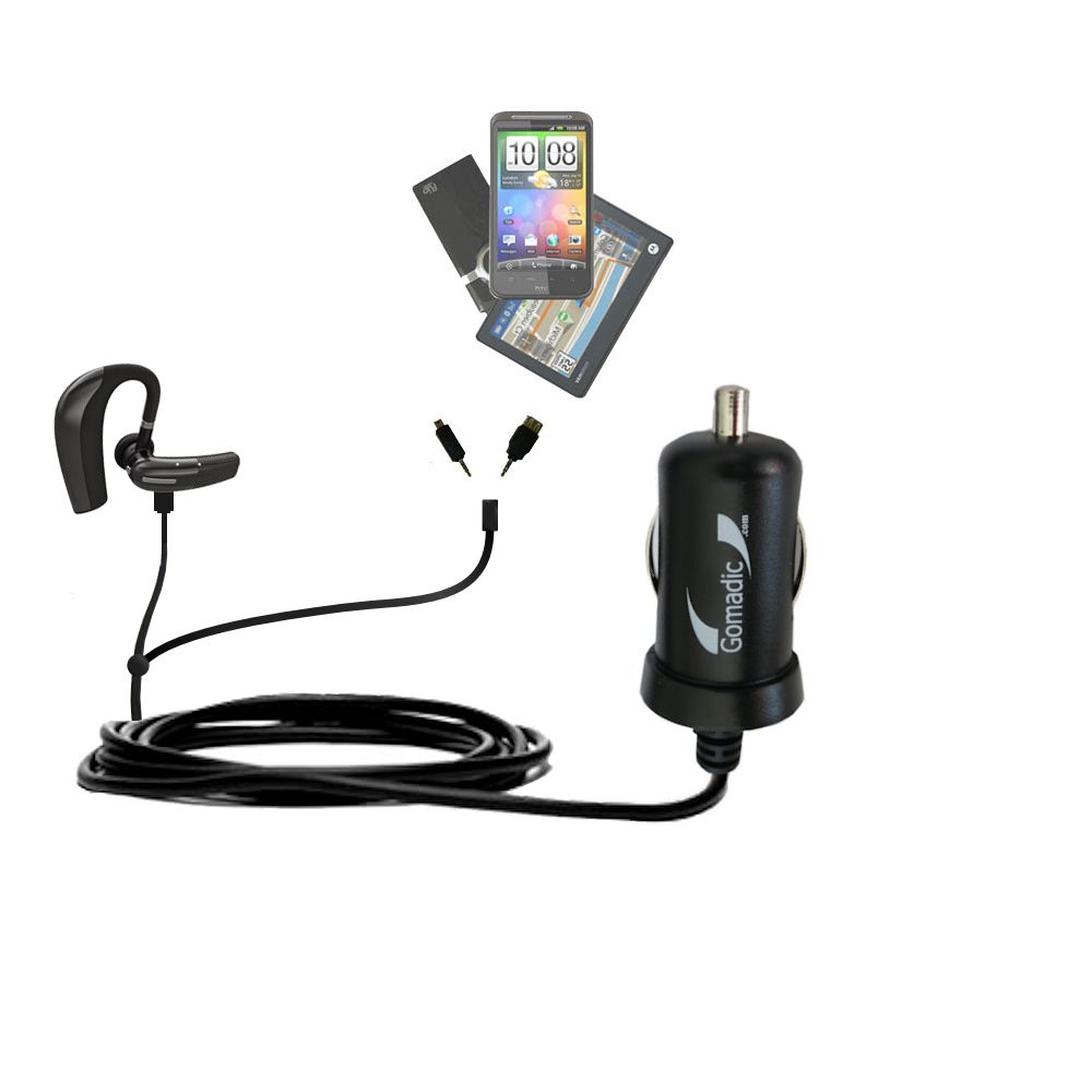 Double Port Micro Gomadic Car / Auto DC Charger suitable for the BlueAnt CONNECT - Charges up to 2 devices simultaneously with Gomadic TipExchange Technology