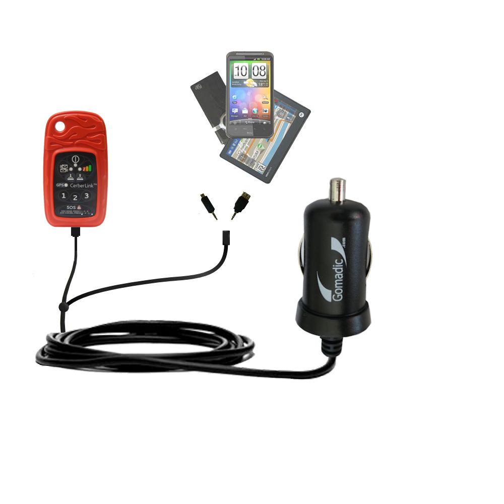 mini Double Car Charger with tips including compatible with the Briartek Cerberus CerberLink