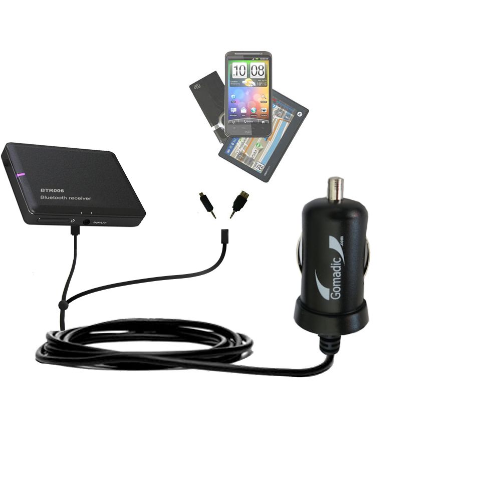 mini Double Car Charger with tips including compatible with the Britelink BTR-001