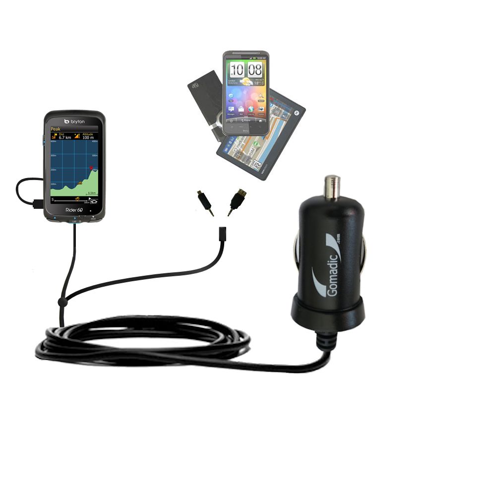 mini Double Car Charger with tips including compatible with the Bryton Rider 60