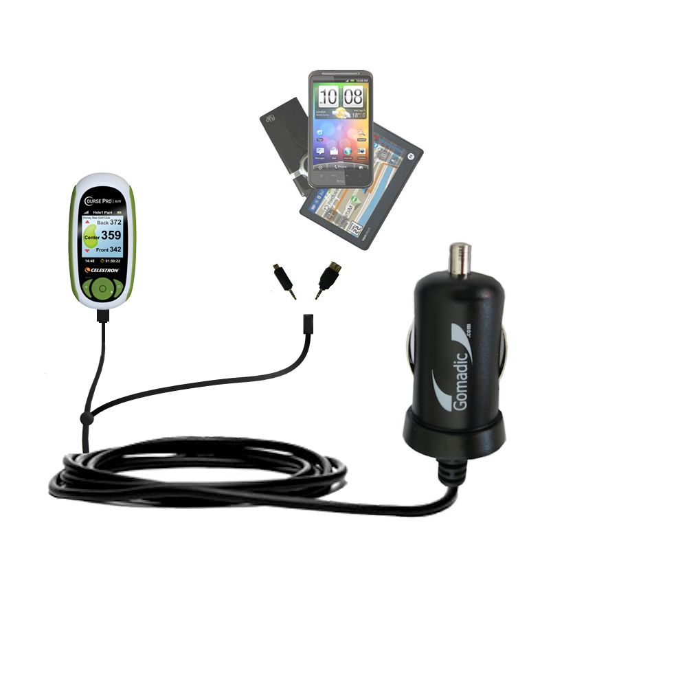 mini Double Car Charger with tips including compatible with the Celestron CoursePro Elite