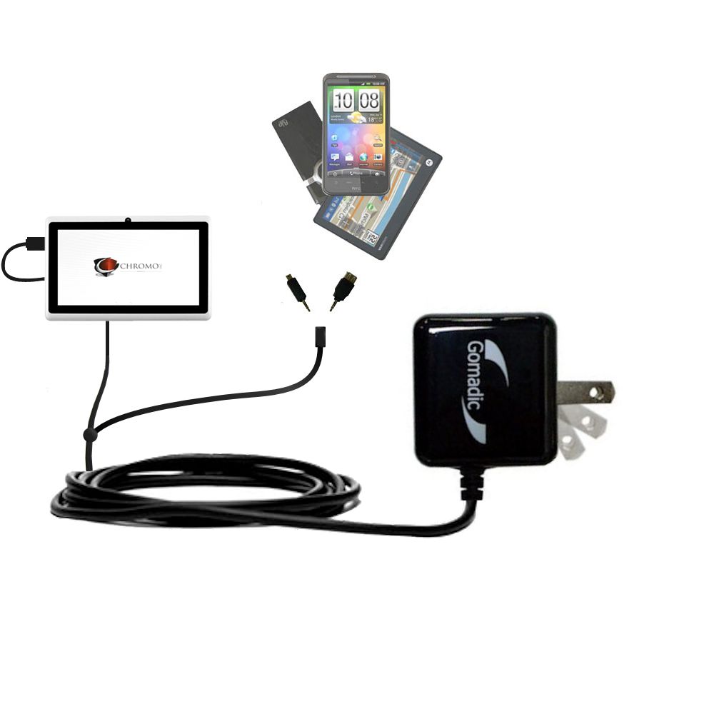 Double Wall Home Charger with tips including compatible with the Chromo Inc 7 inch Tab