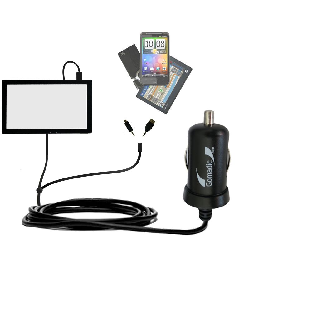 mini Double Car Charger with tips including compatible with the Chromo Inc Noria 7 Android KA-X15