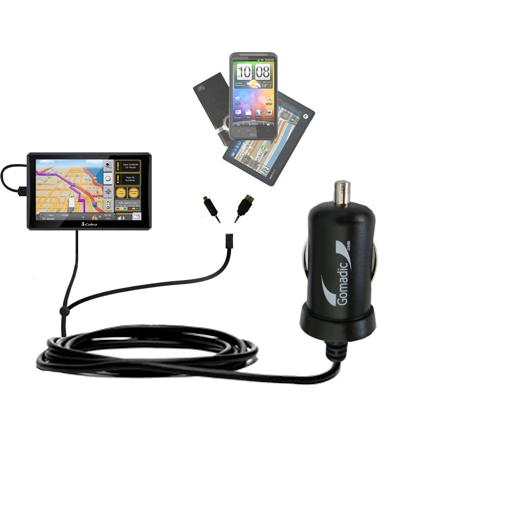 mini Double Car Charger with tips including compatible with the Cobra 8000 PRO HD