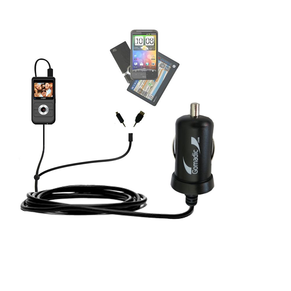mini Double Car Charger with tips including compatible with the Coby CAM4505 SNAPP Camcorder