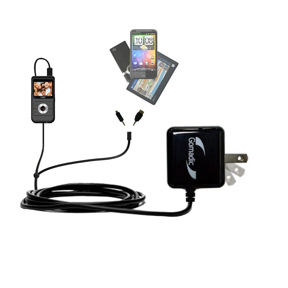 Double Wall Home Charger with tips including compatible with the Coby CAM4505 SNAPP Camcorder