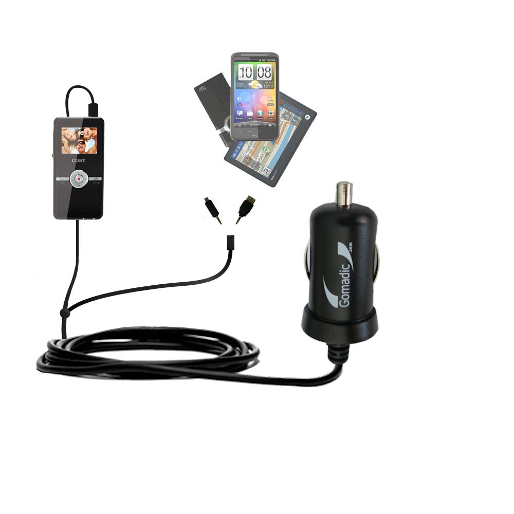 mini Double Car Charger with tips including compatible with the Coby CAM5000 SNAPP Camcorder