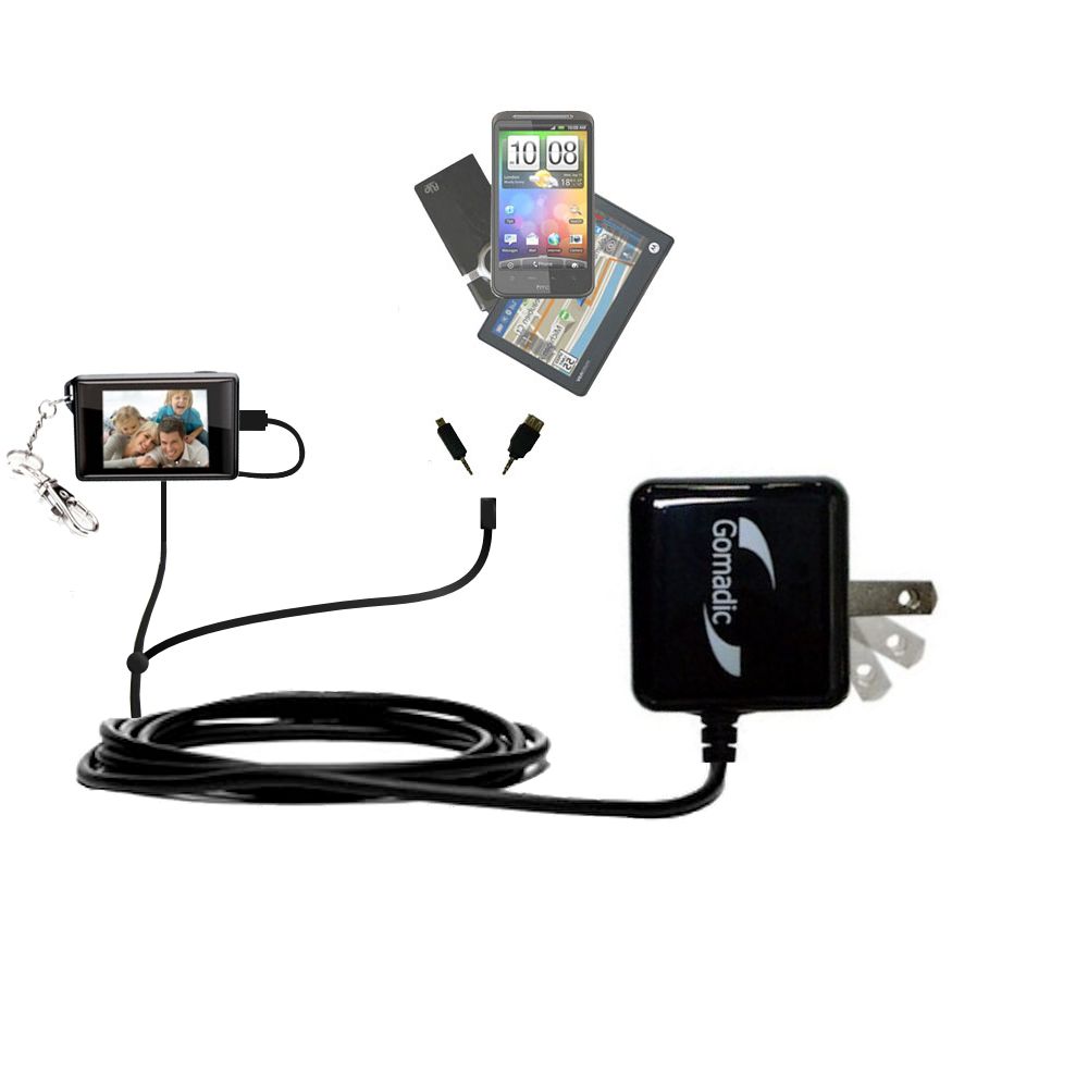 Double Wall Home Charger with tips including compatible with the Coby DP180 keychain frame