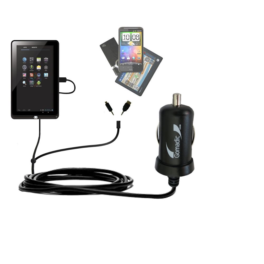 mini Double Car Charger with tips including compatible with the Coby Kyros MID 1042