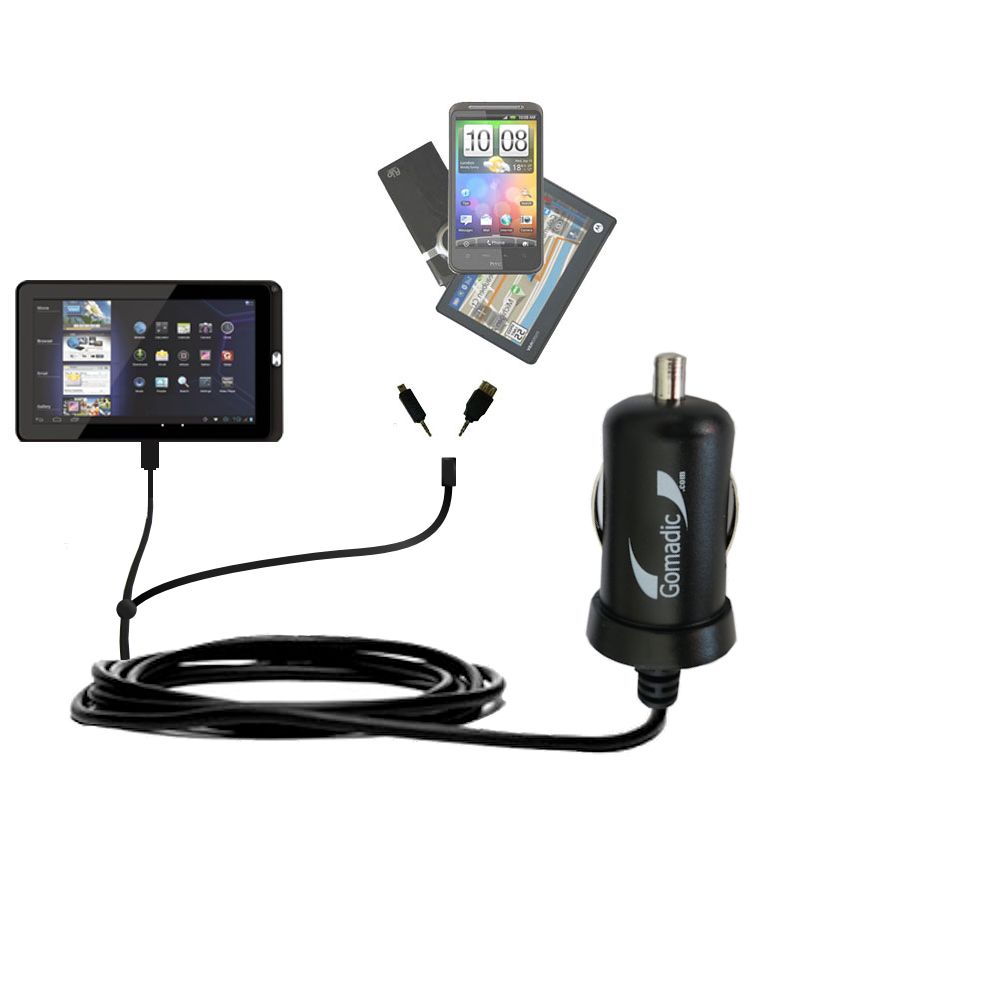 mini Double Car Charger with tips including compatible with the Coby Kyros MID 1045