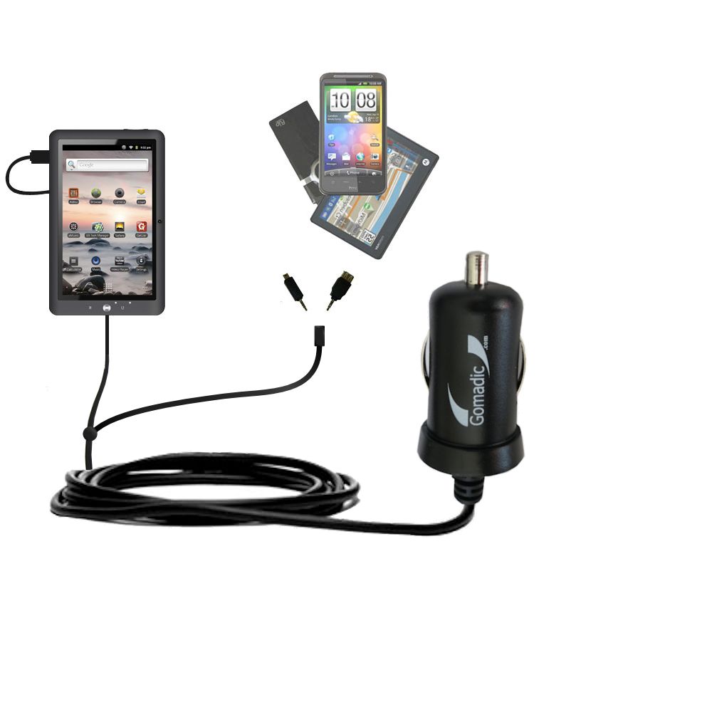 mini Double Car Charger with tips including compatible with the Coby Kyros MID 1048