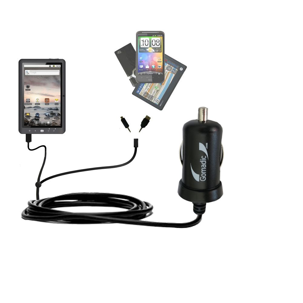 mini Double Car Charger with tips including compatible with the Coby Kyros MID1026