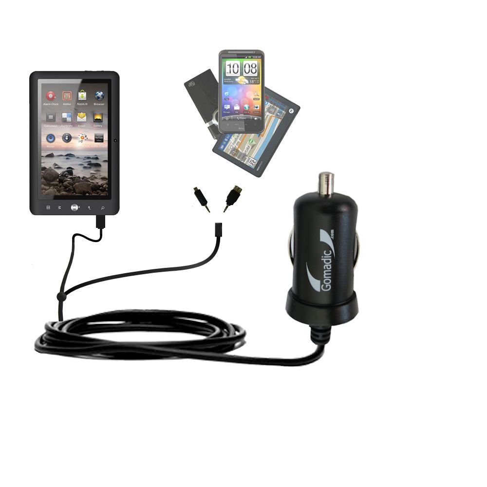 mini Double Car Charger with tips including compatible with the Coby Kyros MID1125