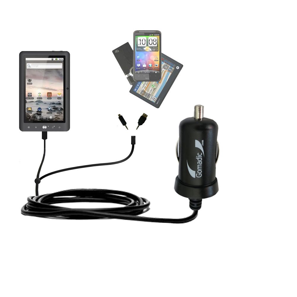 mini Double Car Charger with tips including compatible with the Coby KYROS MID4331
