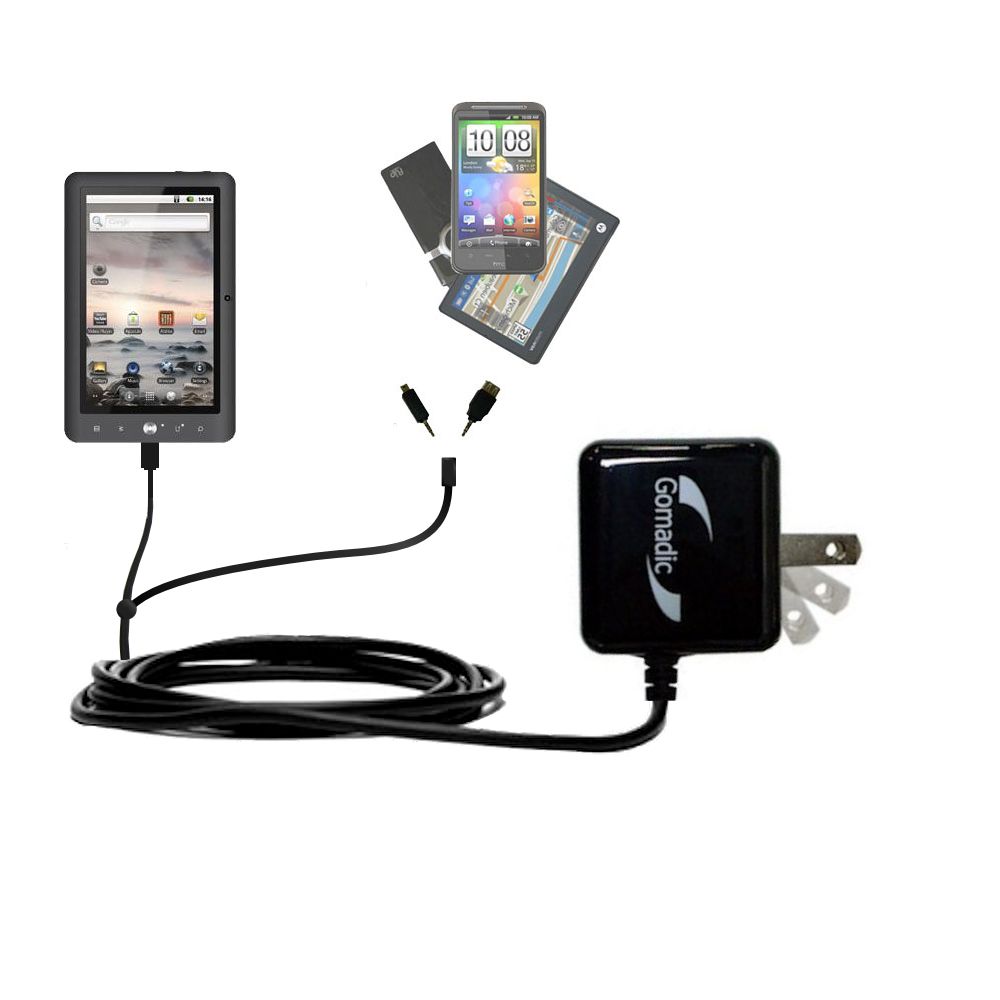 Double Wall Home Charger with tips including compatible with the Coby KYROS MID4331