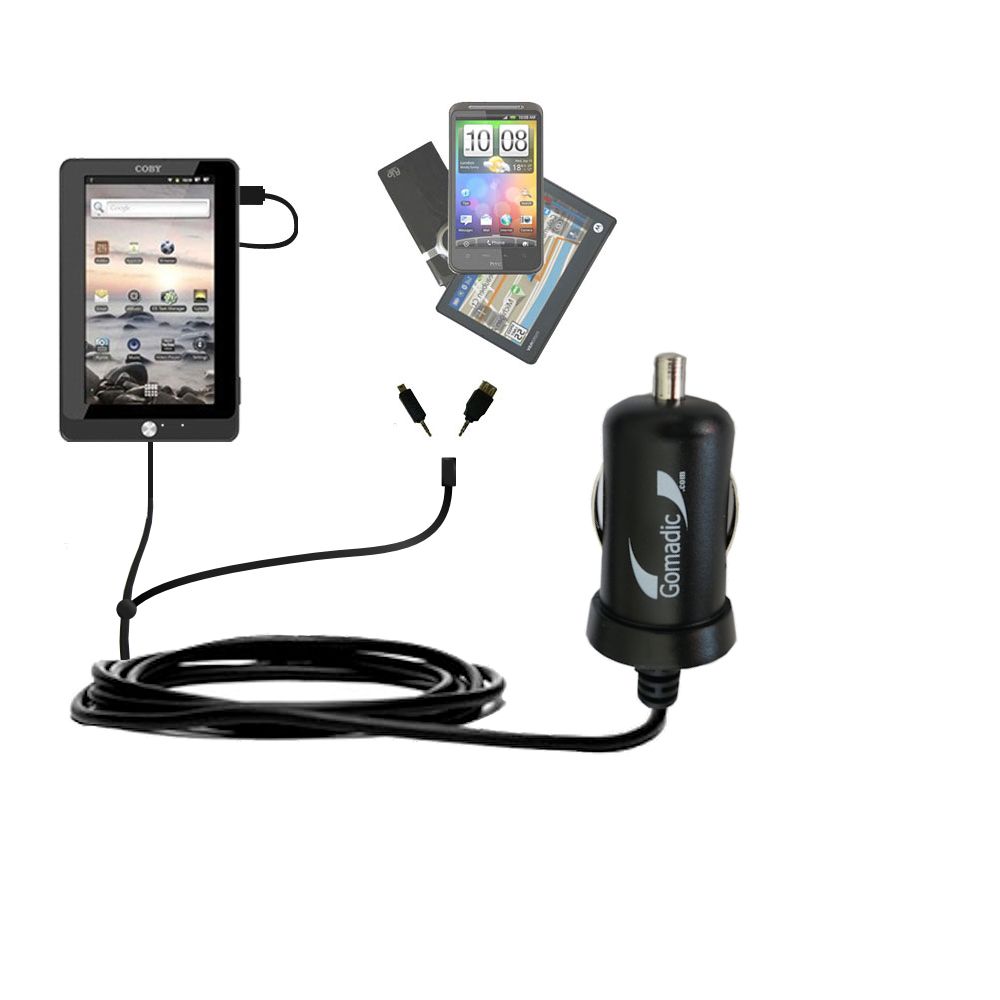 mini Double Car Charger with tips including compatible with the Coby Kyros MID7015