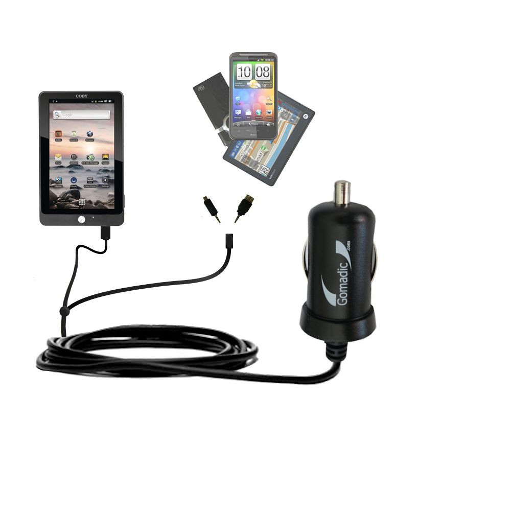 mini Double Car Charger with tips including compatible with the Coby Kyros MID7016
