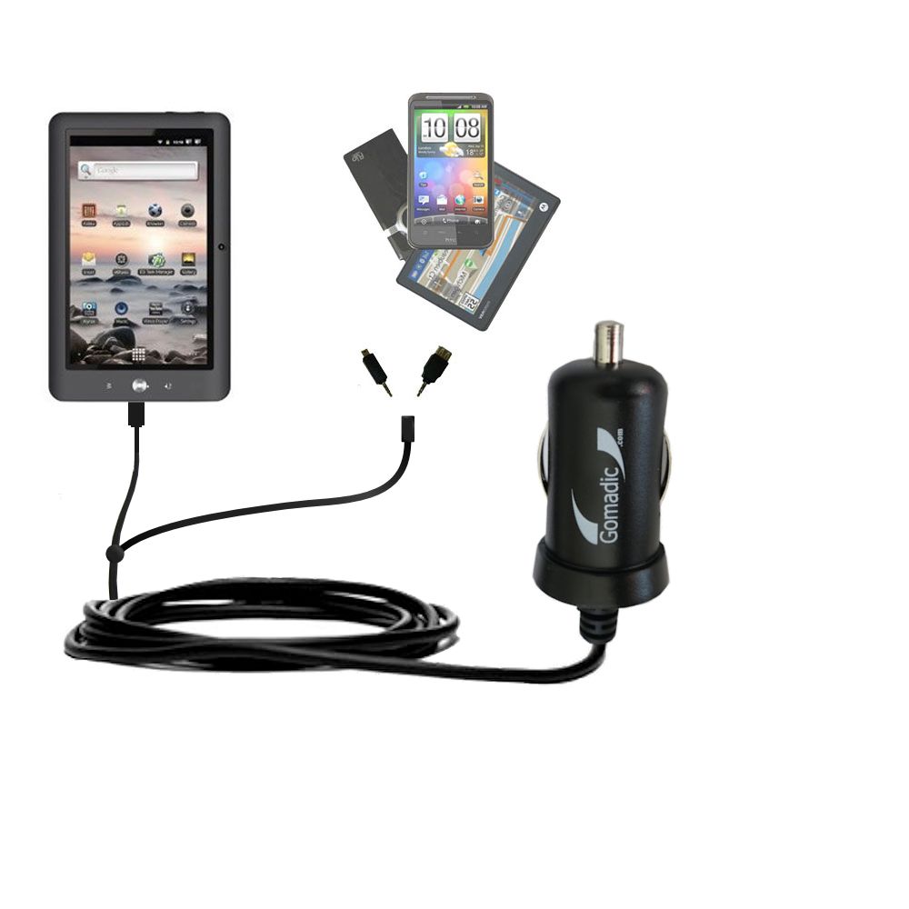 mini Double Car Charger with tips including compatible with the Coby Kyros MID7125