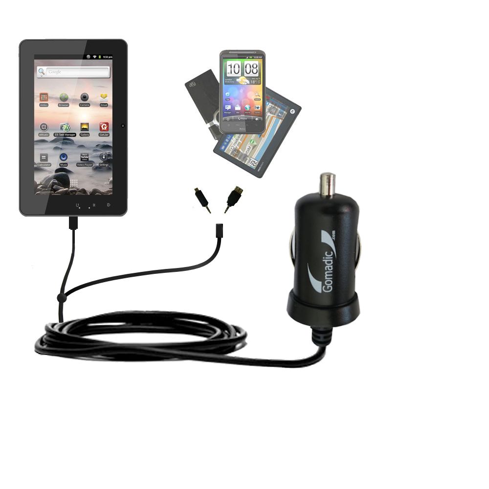 mini Double Car Charger with tips including compatible with the Coby Kyros MID7127