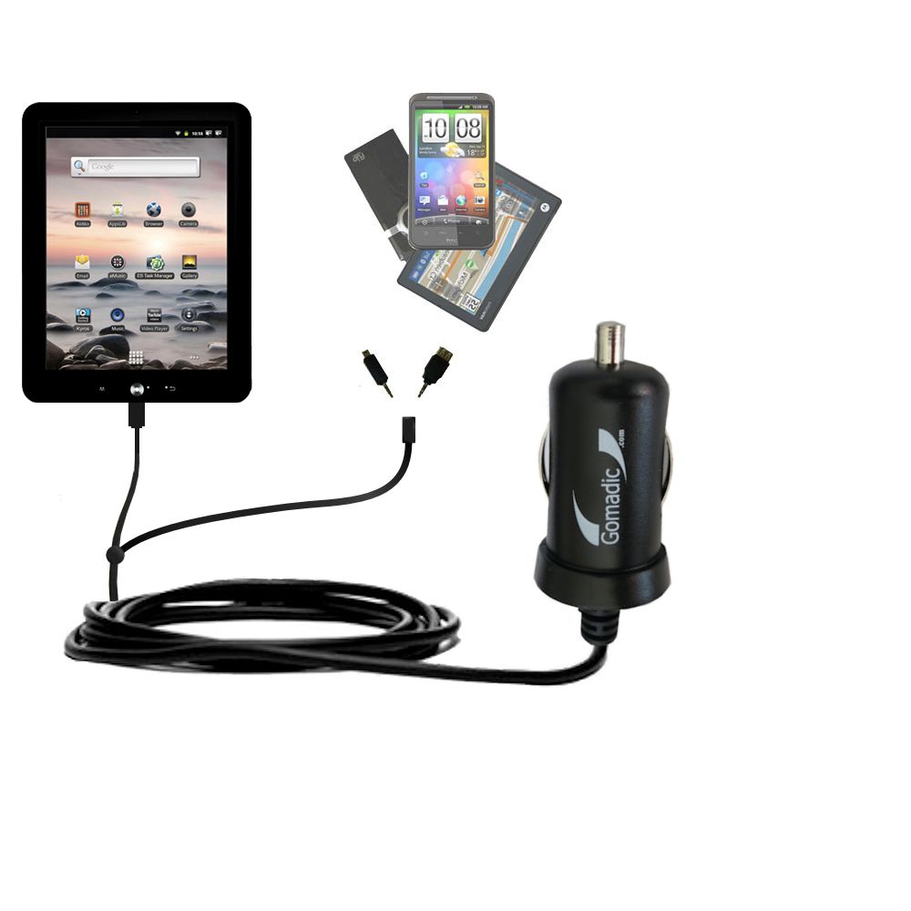 mini Double Car Charger with tips including compatible with the Coby Kyros MID8120