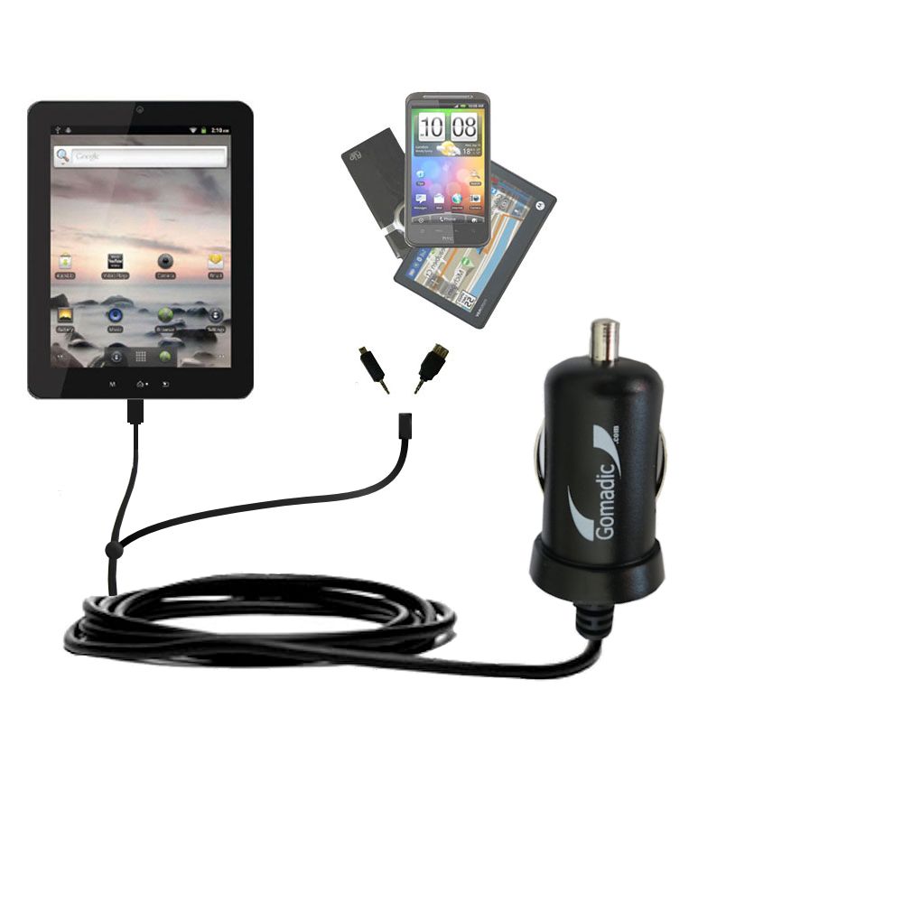 mini Double Car Charger with tips including compatible with the Coby KYROS MID8042 MID8048 MID8127