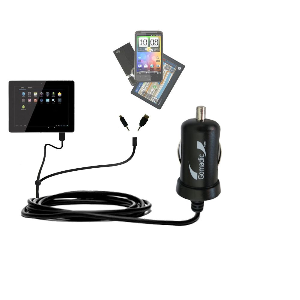 mini Double Car Charger with tips including compatible with the Coby Kyros MID9742