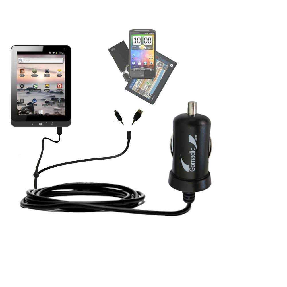 mini Double Car Charger with tips including compatible with the Coby KYROS MID1126