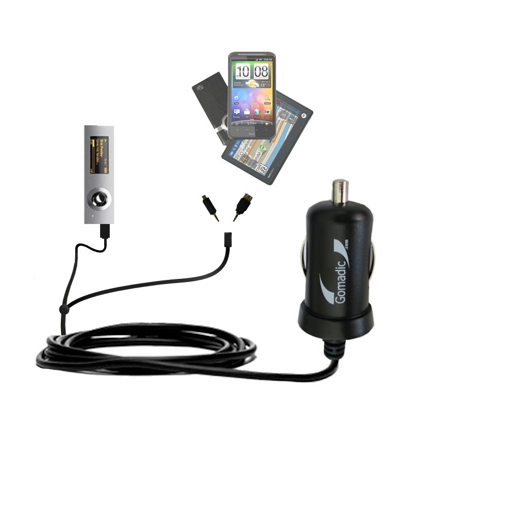 mini Double Car Charger with tips including compatible with the Coby MP565