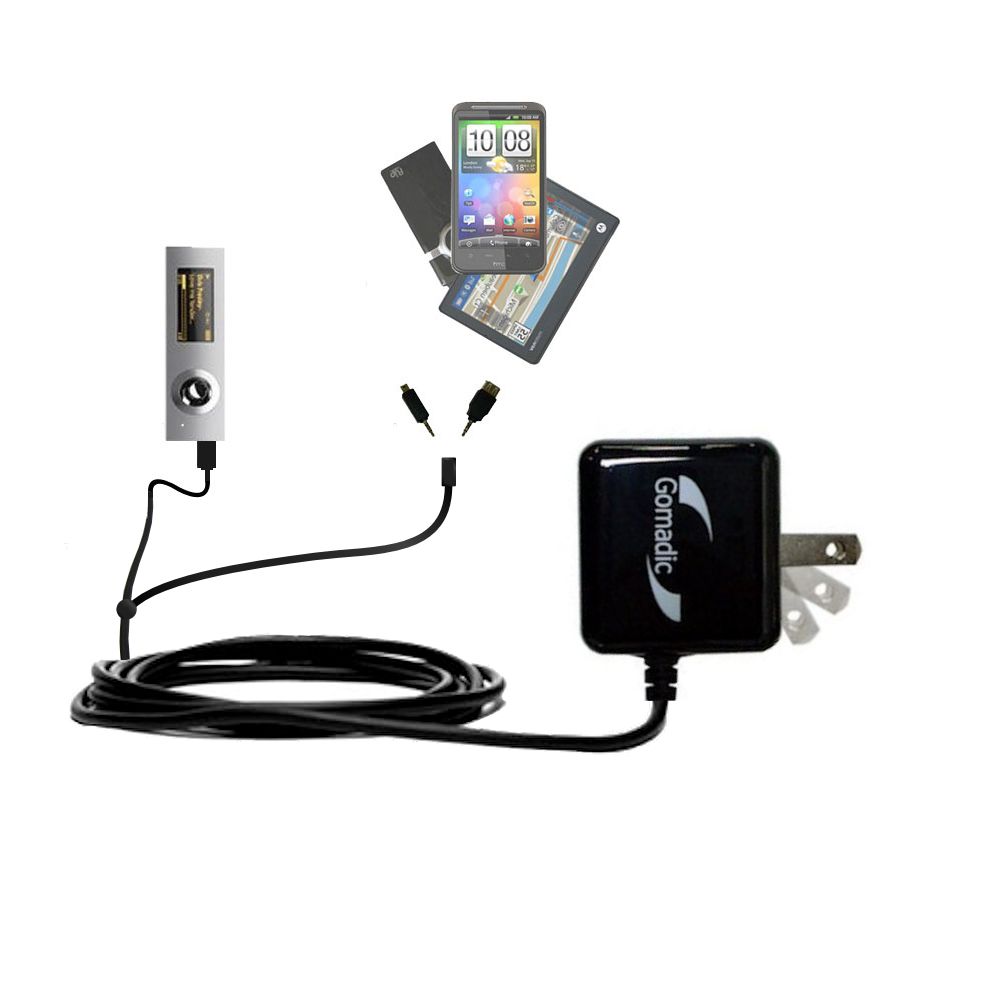 Double Wall Home Charger with tips including compatible with the Coby MP565