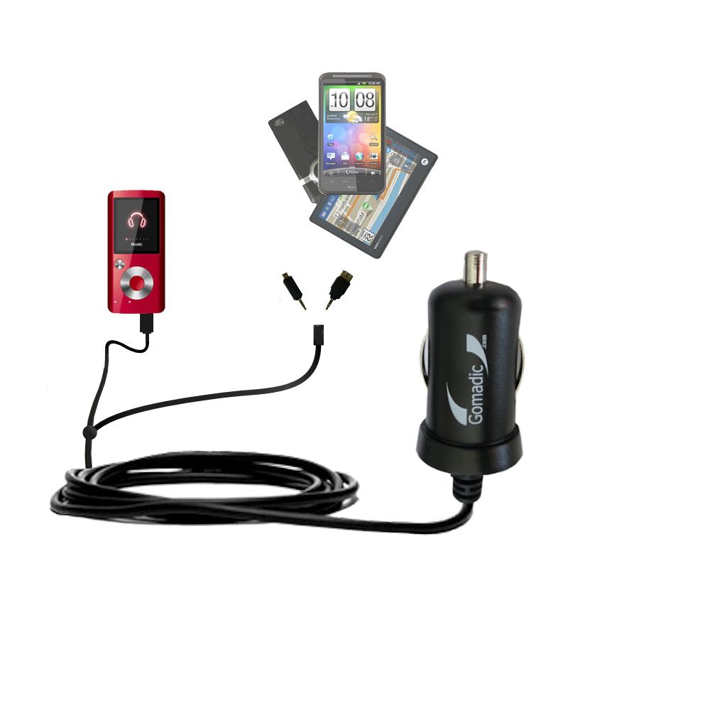 mini Double Car Charger with tips including compatible with the Coby MP610