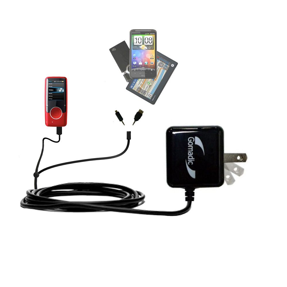 Double Wall Home Charger with tips including compatible with the Coby MP707 Video MP3 Player