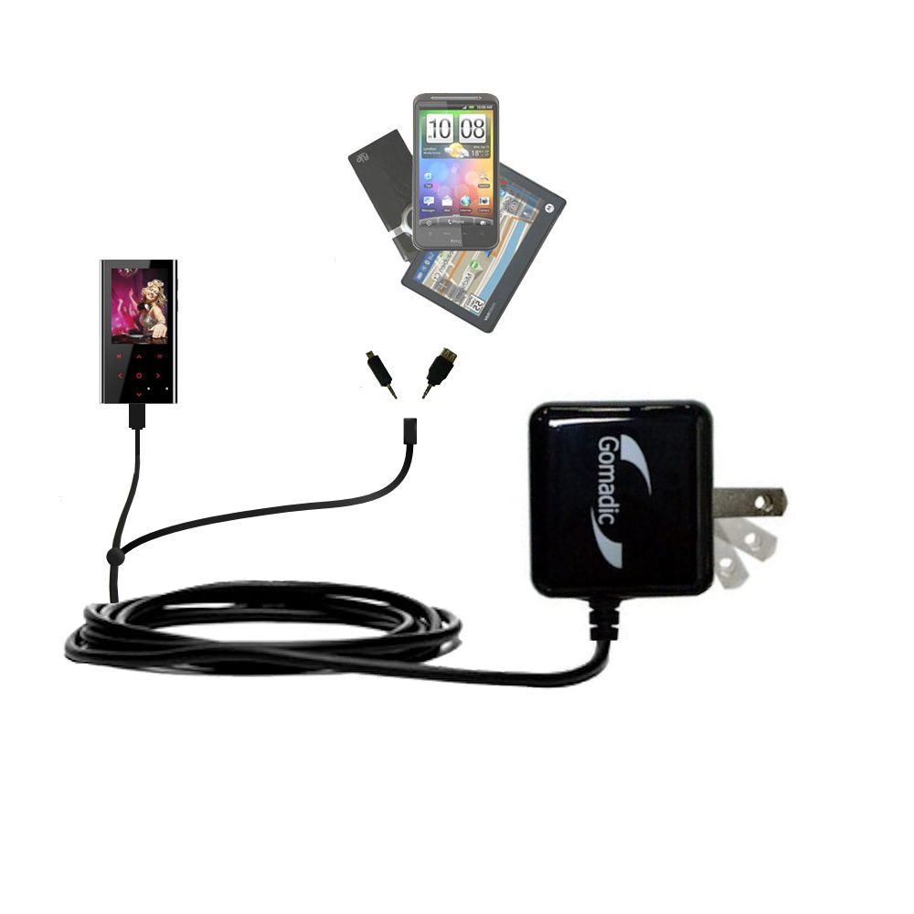 Double Wall Home Charger with tips including compatible with the Coby MP725