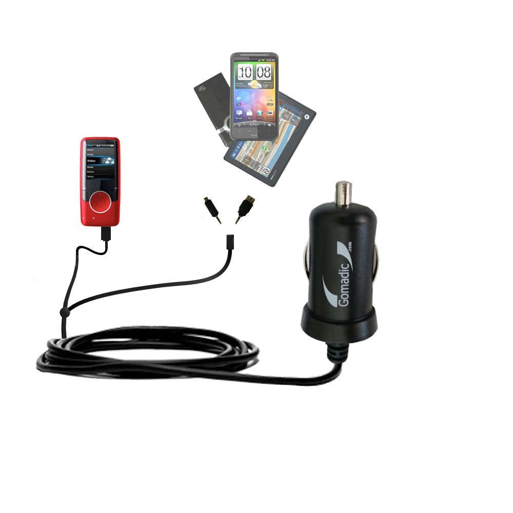 mini Double Car Charger with tips including compatible with the Coby MP727 Video MP3 Player