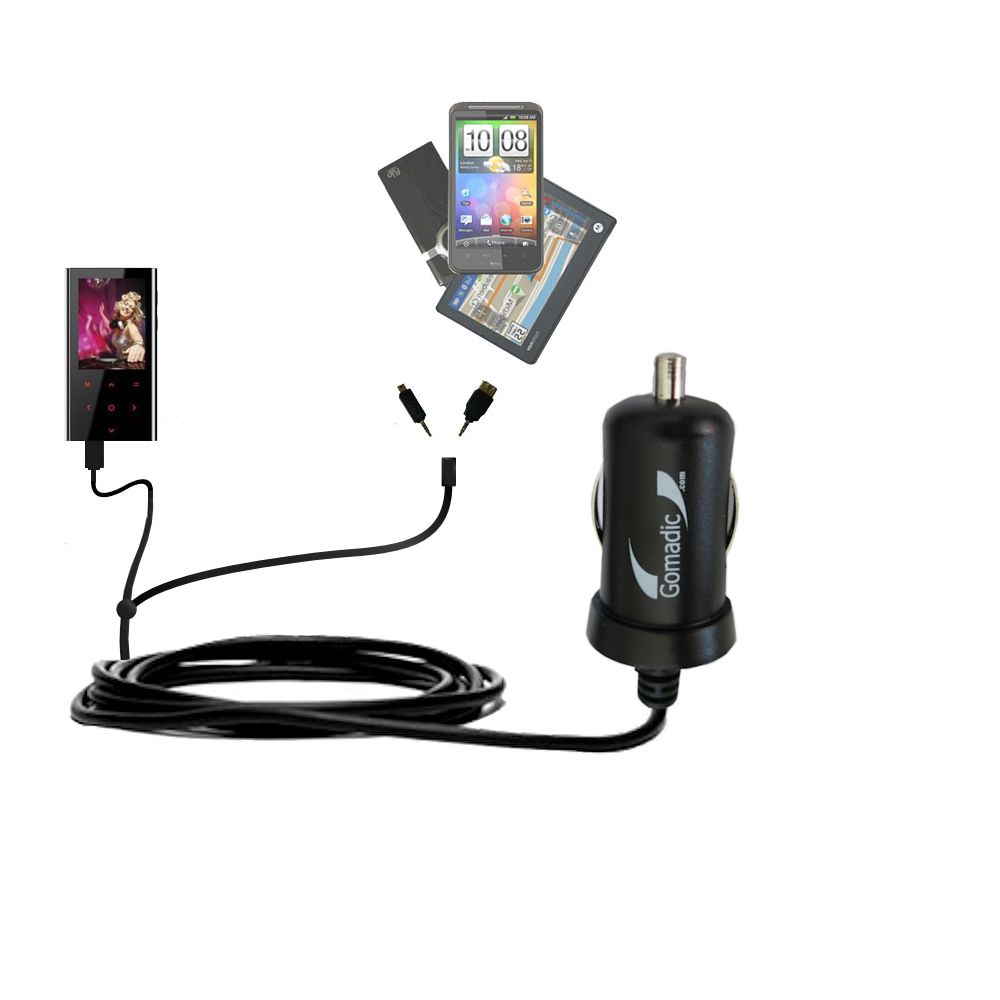 mini Double Car Charger with tips including compatible with the Coby MP815