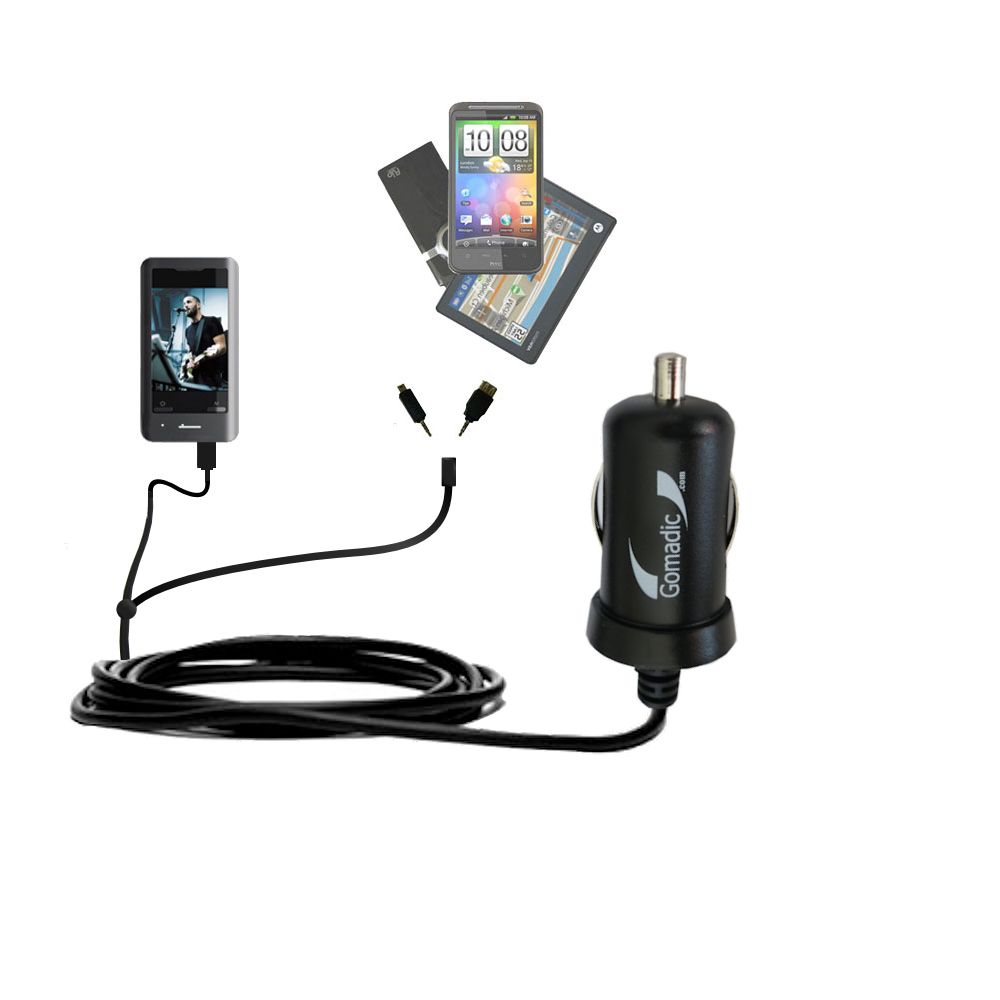 mini Double Car Charger with tips including compatible with the Coby MP826 Touchscreen Video MP3 Player