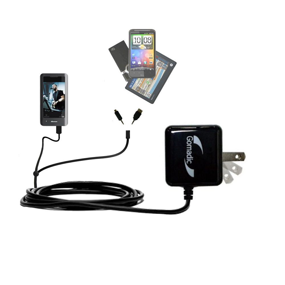 Double Wall Home Charger with tips including compatible with the Coby MP826 Touchscreen Video MP3 Player