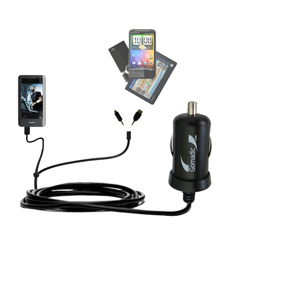 mini Double Car Charger with tips including compatible with the Coby MP827