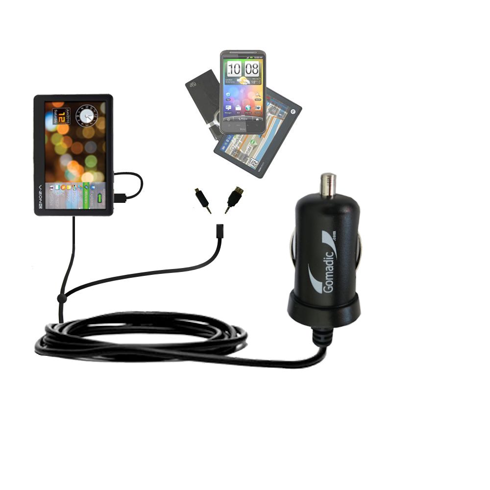 mini Double Car Charger with tips including compatible with the Coby MP977