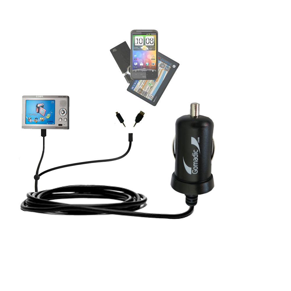 mini Double Car Charger with tips including compatible with the Coby PMP-3522