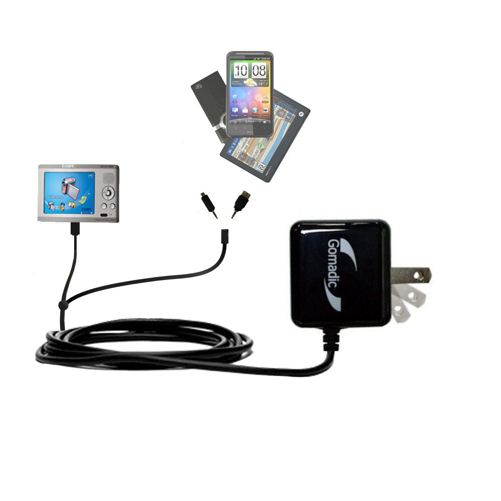 Double Wall Home Charger with tips including compatible with the Coby PMP-3522