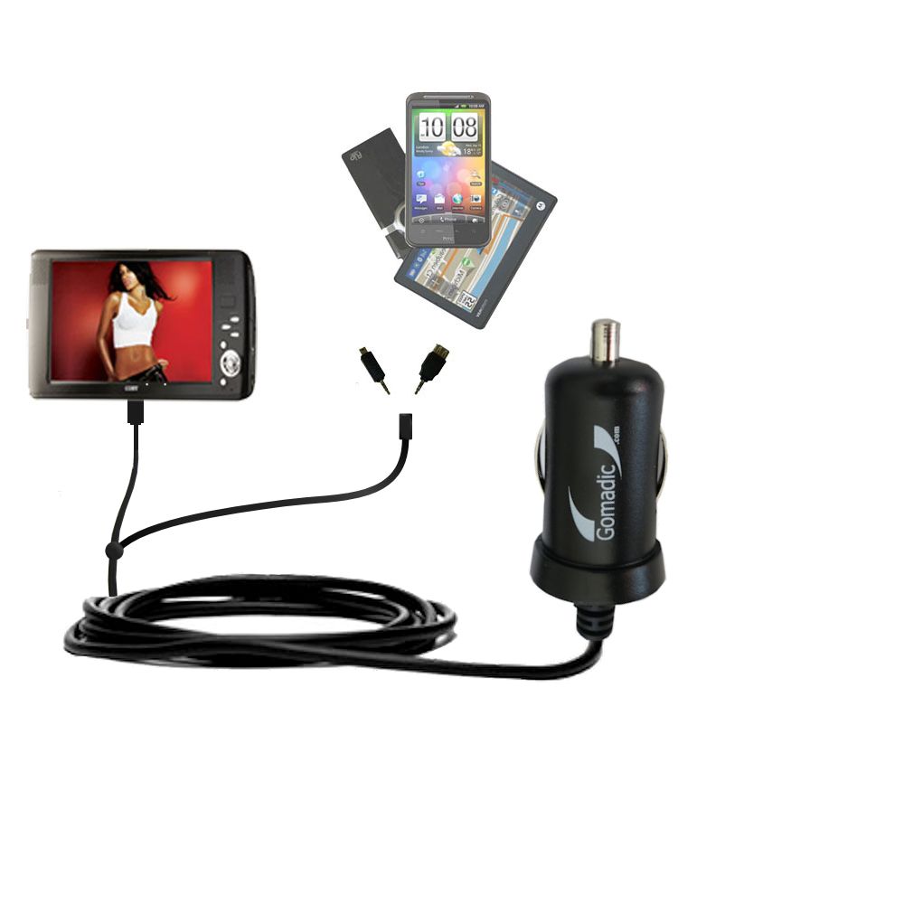 mini Double Car Charger with tips including compatible with the Coby PMP-7041