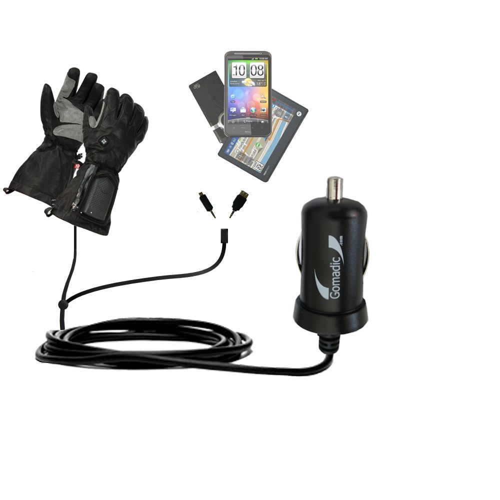 mini Double Car Charger with tips including compatible with the Columbia Bugaglove Max