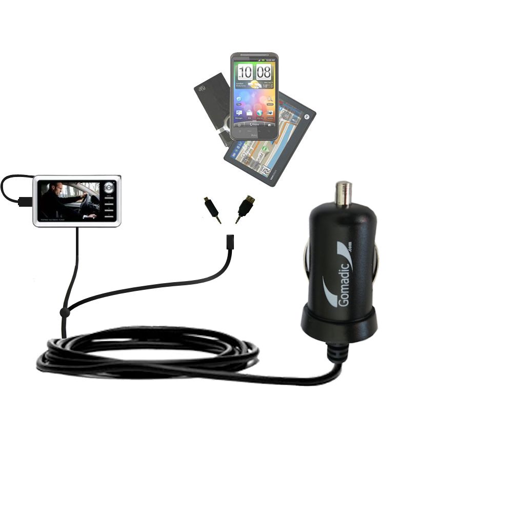 mini Double Car Charger with tips including compatible with the Cowon A3