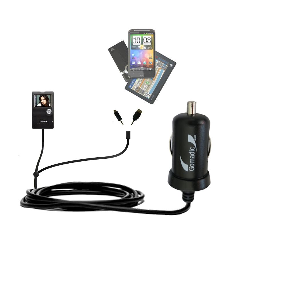 mini Double Car Charger with tips including compatible with the Cowon iAudio 7