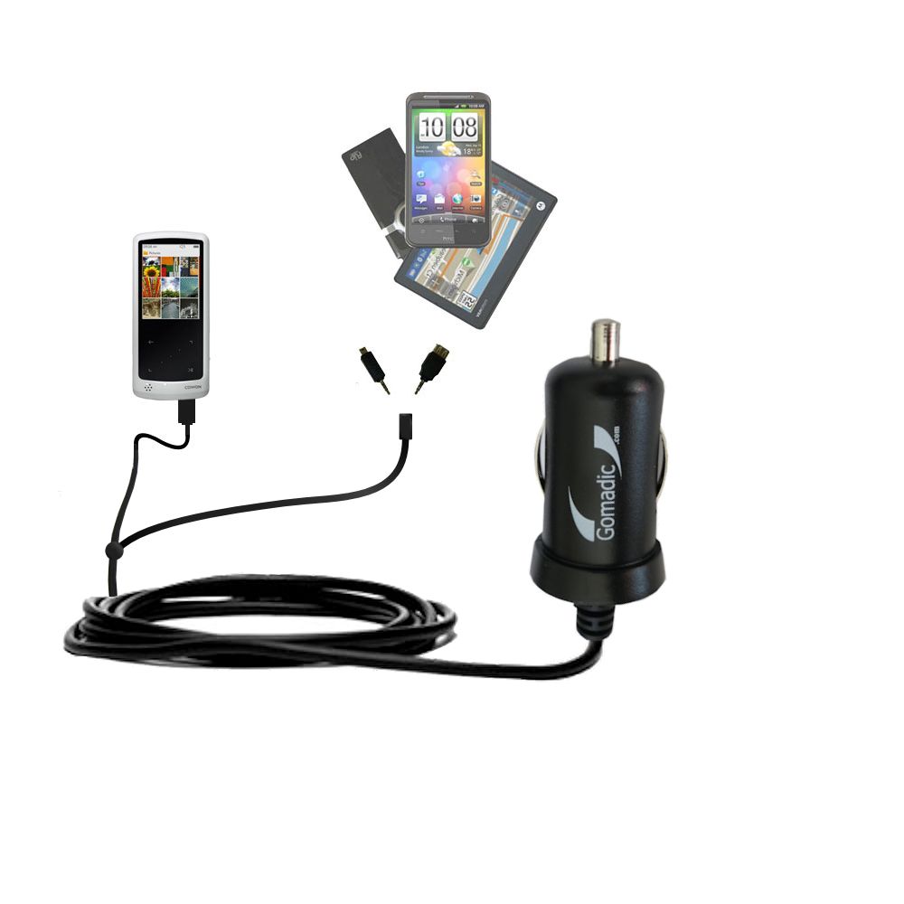mini Double Car Charger with tips including compatible with the Cowon iAudio 9