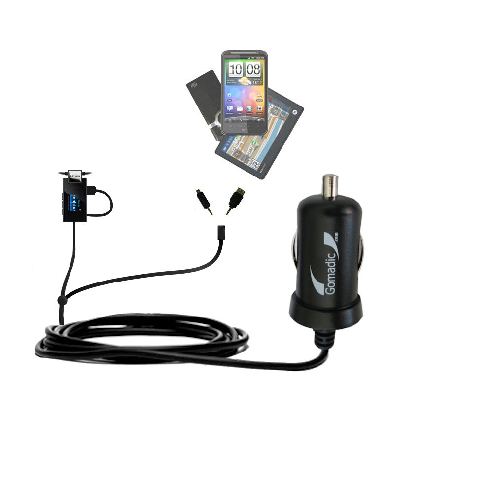 mini Double Car Charger with tips including compatible with the Cowon iAudio T2