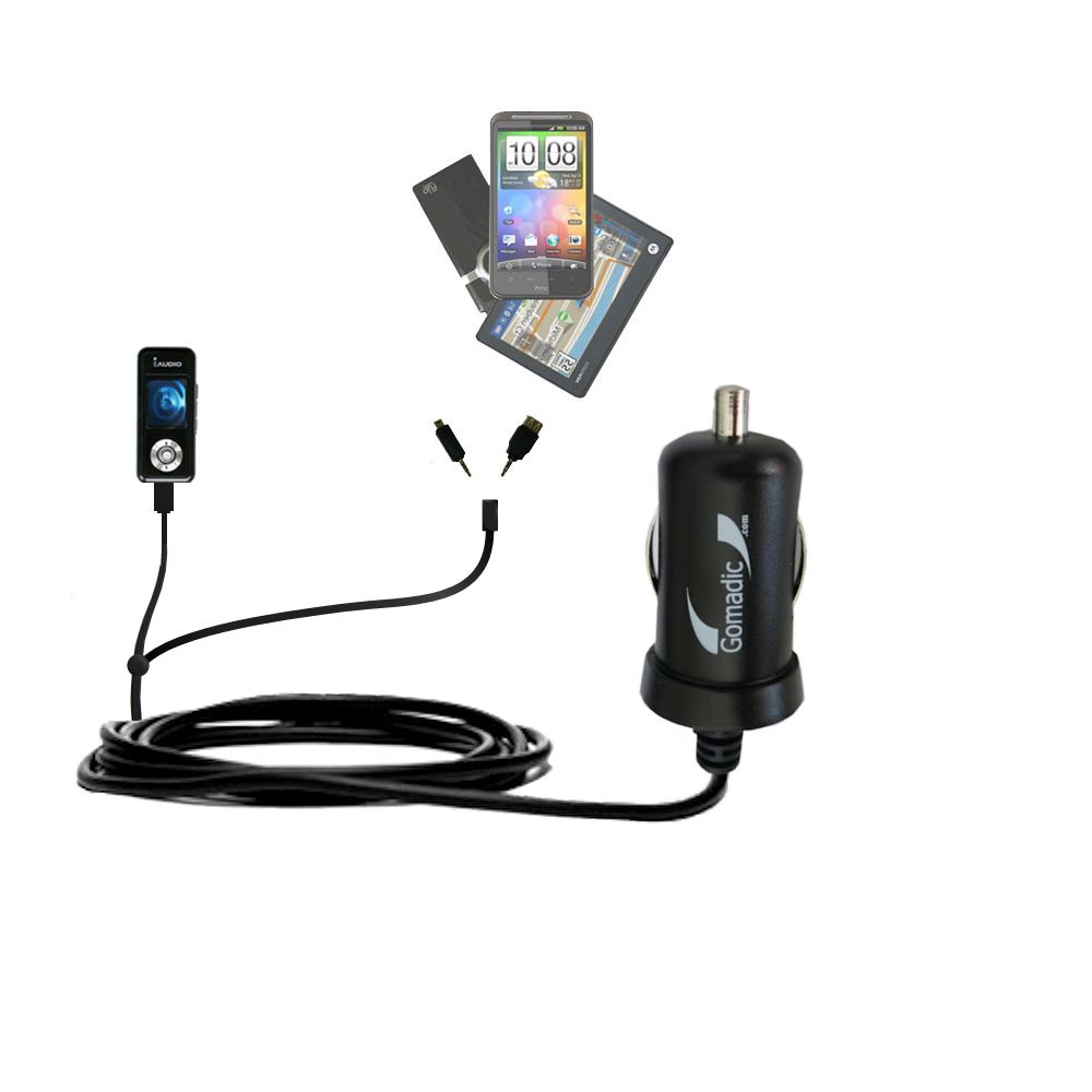 mini Double Car Charger with tips including compatible with the Cowon iAudio U3