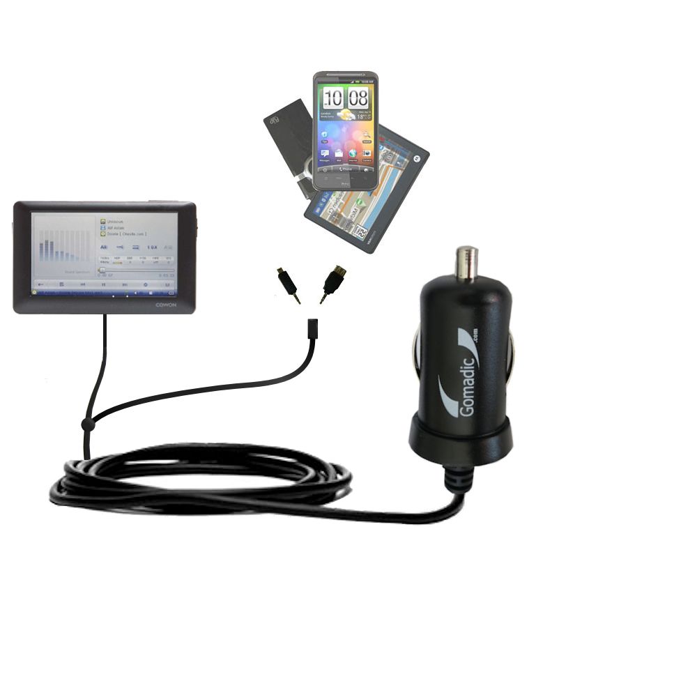 mini Double Car Charger with tips including compatible with the Cowon O2