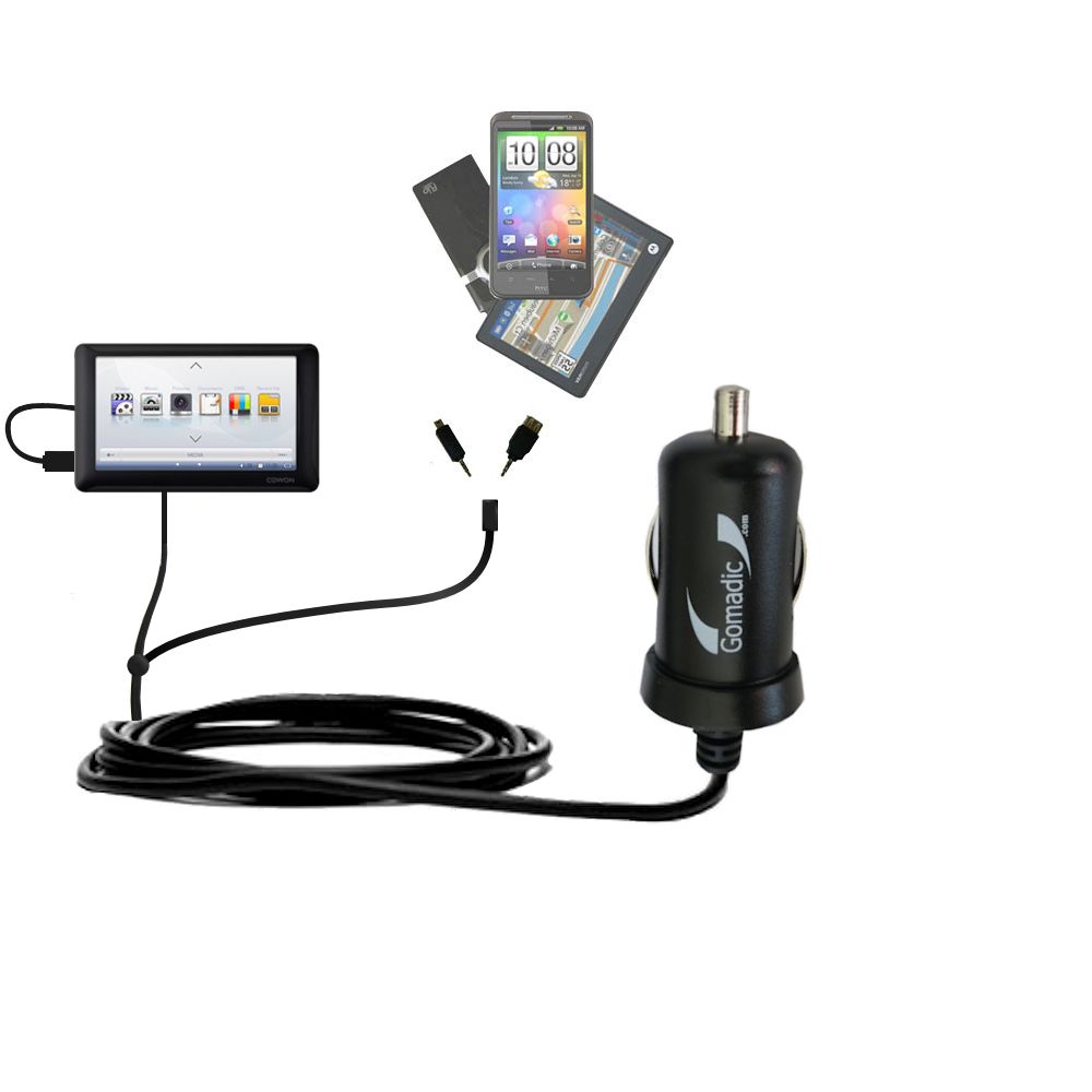 mini Double Car Charger with tips including compatible with the Cowon O2PMP Flash