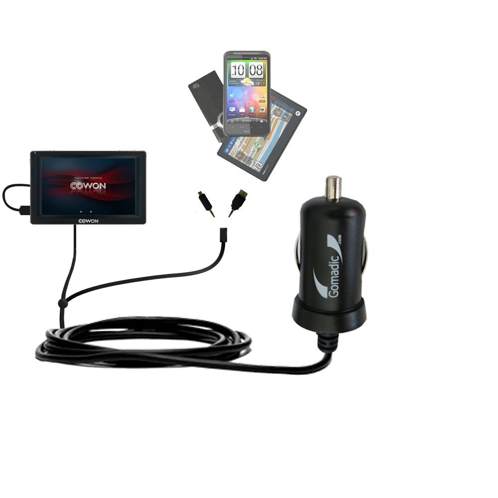 mini Double Car Charger with tips including compatible with the Cowon Q5W